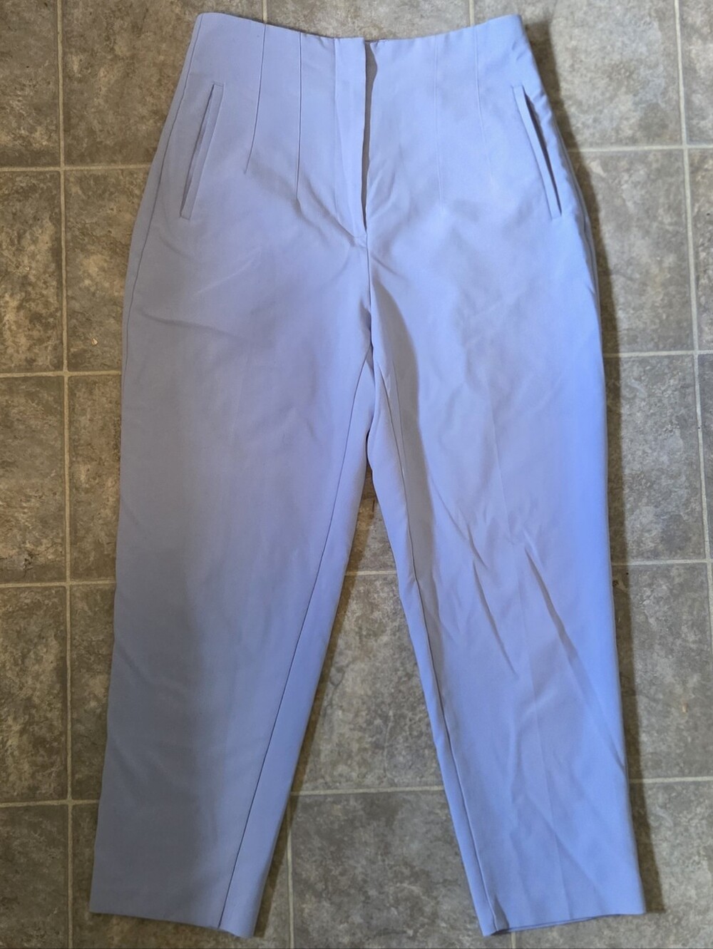 Zara Light Blue Tailored High-Waist Tapered Pants